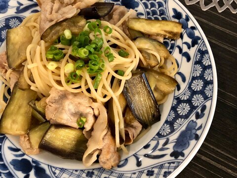 豚肉と茄子のシンプル和風パスタ